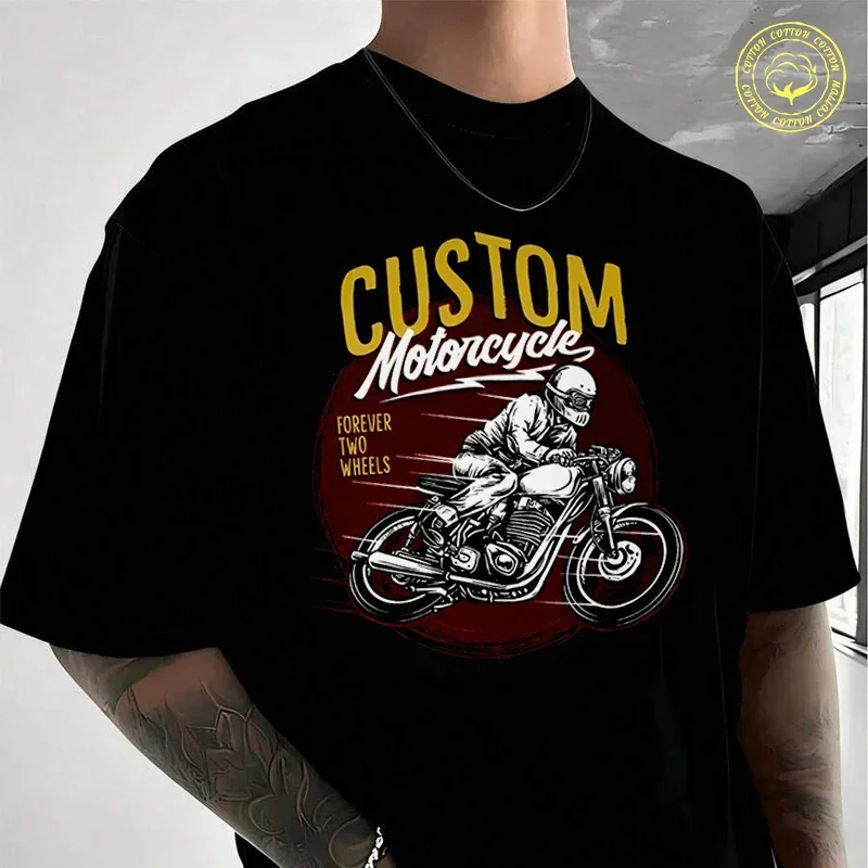 

This Is A Picture Of A Motorcycle Rider Men's Women Summer Cotton T-shirt Moto Short Sleeved Casual Basic TShirt Unisex Tops