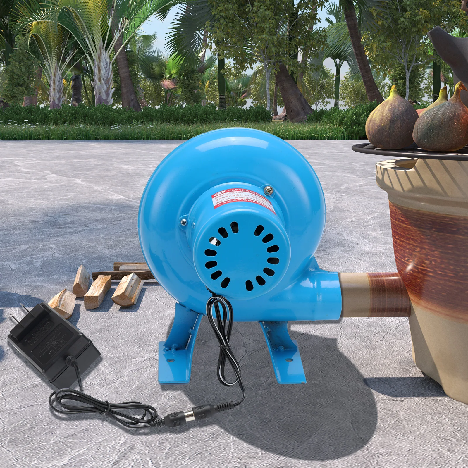 مروحة منفاخ كهربائي مروحة شواء تدفق هواء كبير لمروحة تيار مستمر مناسبة لمنفاخ الحداد الصغير للشواء مع محول السرعة