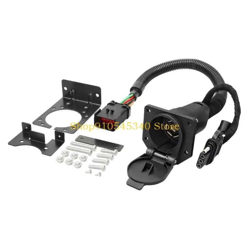 

U2JA Trailer Light Wiring Converter 10 Pin to 4+7 Blade Harness Black Nylon Sheathed Wires Direct Fit Installation Included