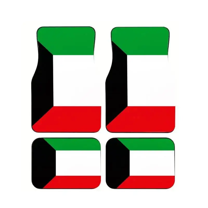 

Kuwait Flag Car Floor Mats 4Pcs Universal Fit Non-slip Waterproof Car Foot Liners Auto Interior Accessories For Sedan SUV Truck