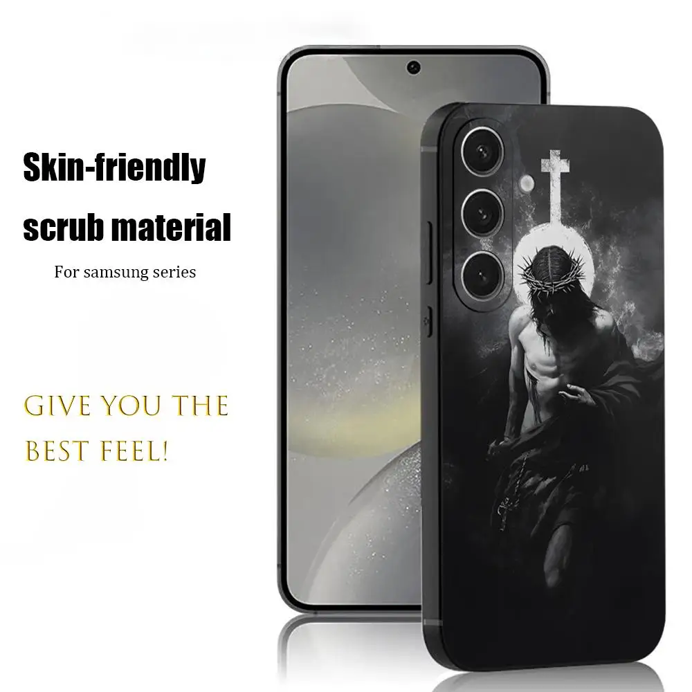 Fashion Art Jesus Christ Phone Case For Samsung Galaxy S26 S25 S24 S23 S22 S21 Plus Ultra Note20 Soft Black