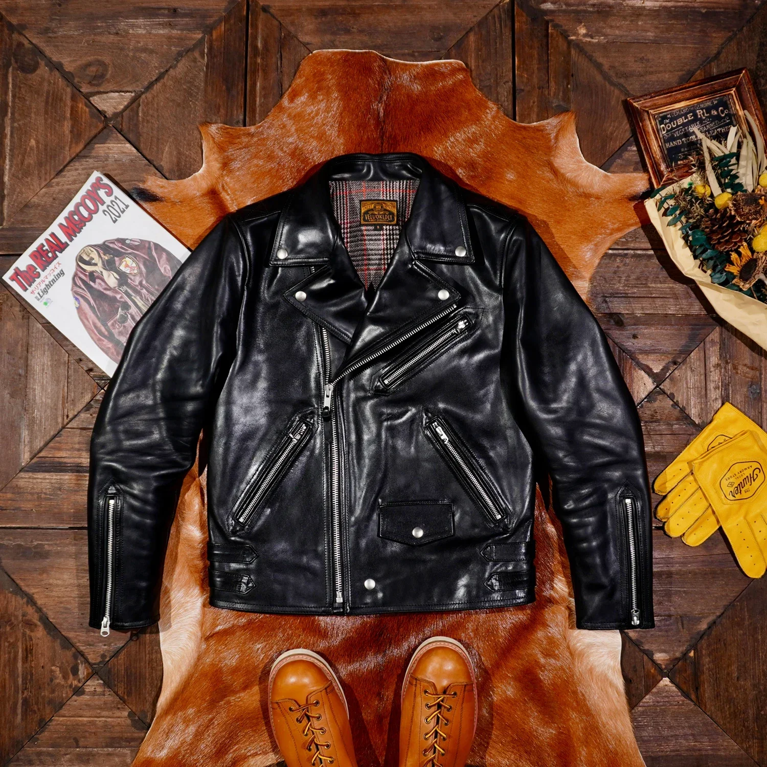 

Tailor Brando Heavy 1,5 мм батик из конской кожи классическая 6*13 мужская короткая ретро двойная куртка из натуральной кожи