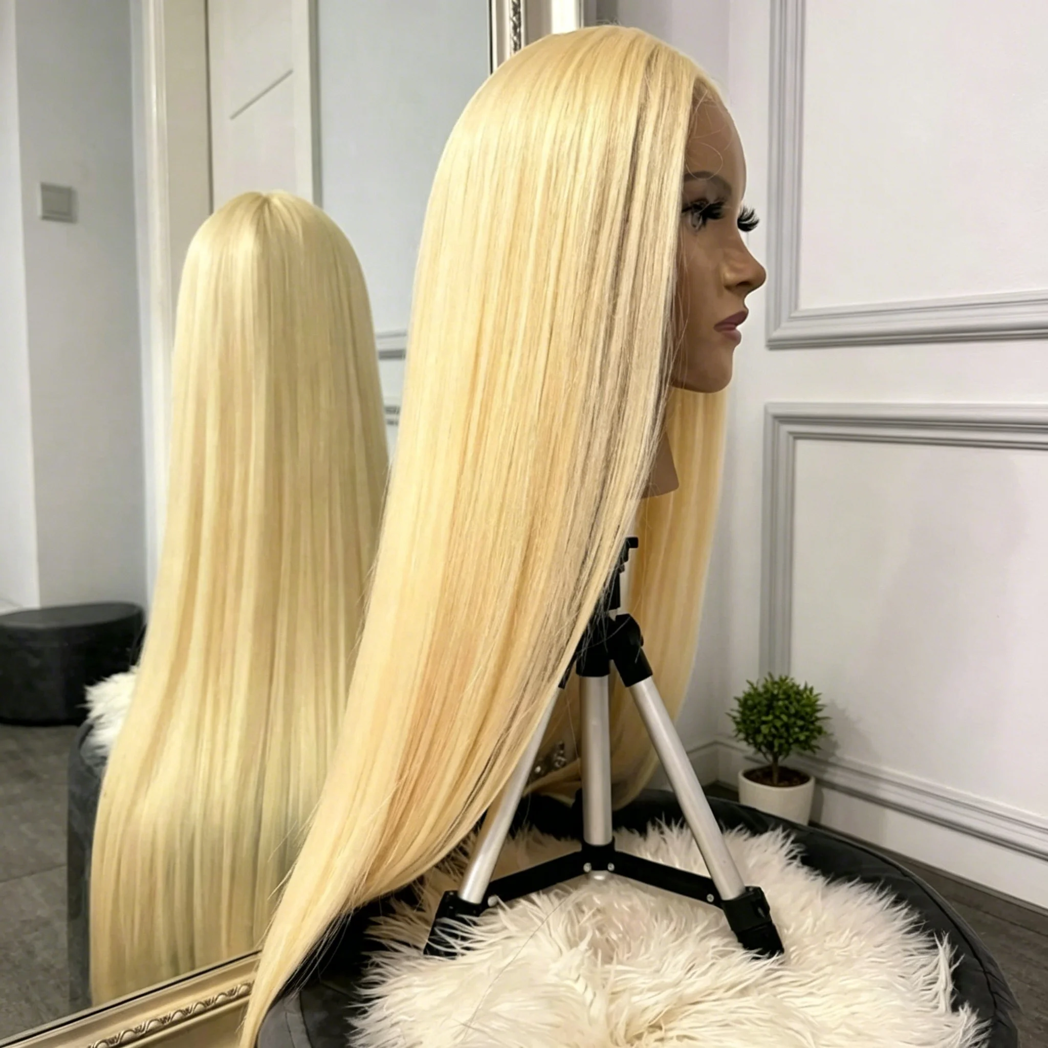 

13x4 613 Blonde Straight HD Lace Front Wig Pre Plucked 200% Density Human Frontal Hair Wig With Natural Hairline HD Transparent Lace Frontal Wigs For Women