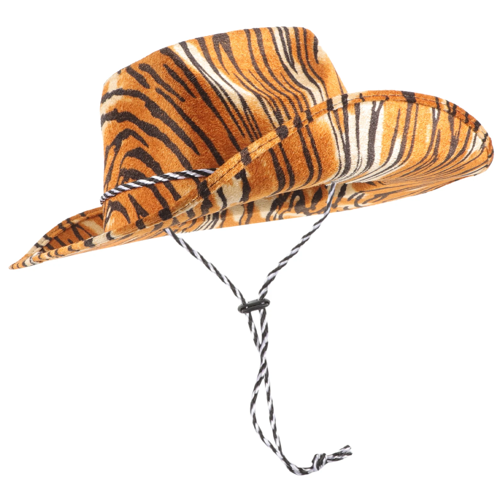 قبعة رعاة البقر بطبعة نمر مريحة وقابلة للتعديل وطباعة حيوانات صناعية للحفلات التنكرية للنساء #5