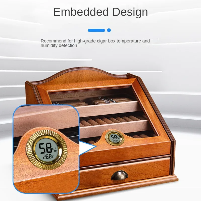 Cigar Humidor Embedded Temperature Moisture Meter Metal Panel High Precision Electronic Moisture Meter Thermometer