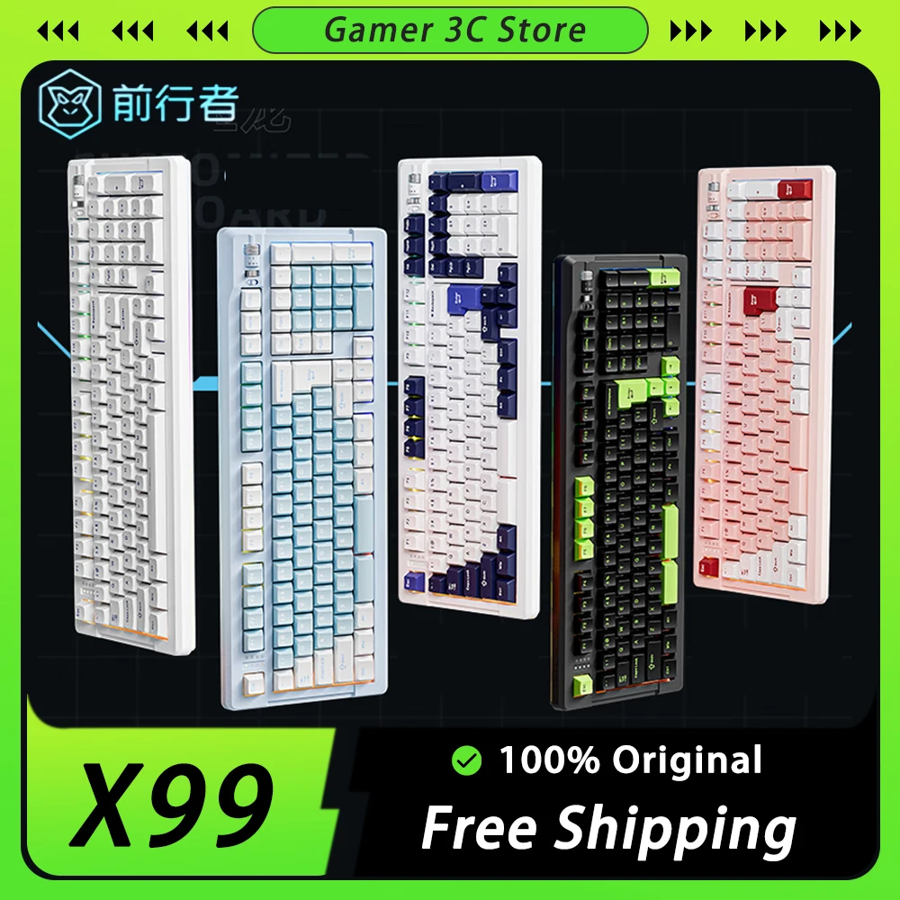 

Eweadn X99 Mechanical Keyboard Gasket Three Mode Wireless Customized Keyboard Hot Swap Ergonomics Pc Gamer Accessories Office