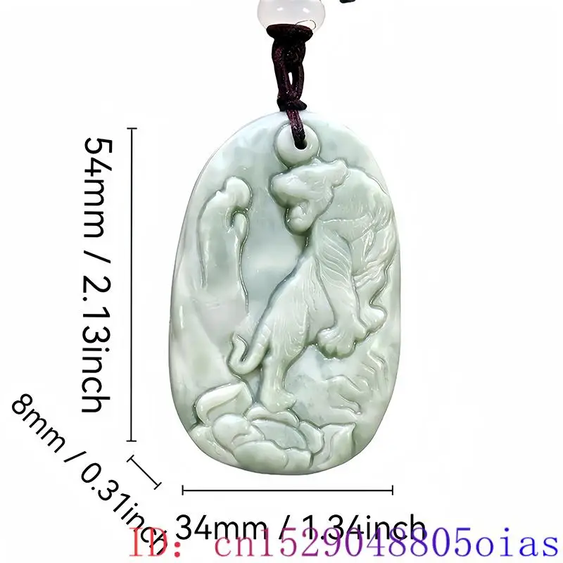 Green Real Natural Jade Tiger Pendant Necklace Stone Vintage Luxury Amulet Talismans Chinese Gift Designer Carved Jewelry