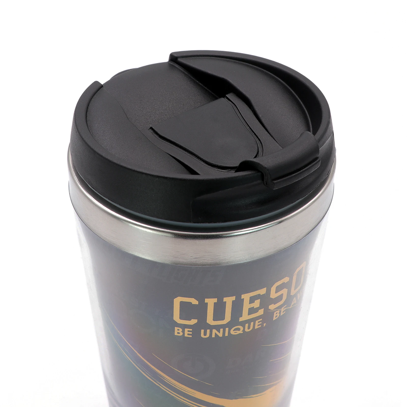 CUESOUL 450ml Stainless Steel Vacuum-Insulated Tumbler Cup with Lid-Black and Yellow