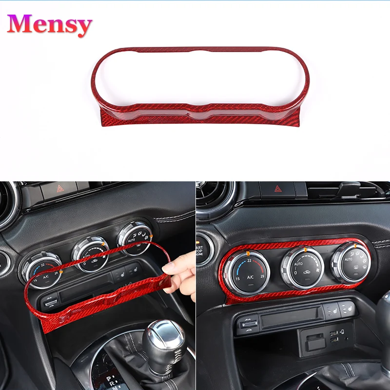 

For Mazda MX5 Miata ND 2016-2023 Accessories Real Carbon Fiber Car Interior Air Conditioning Button Panel Trim Sticker