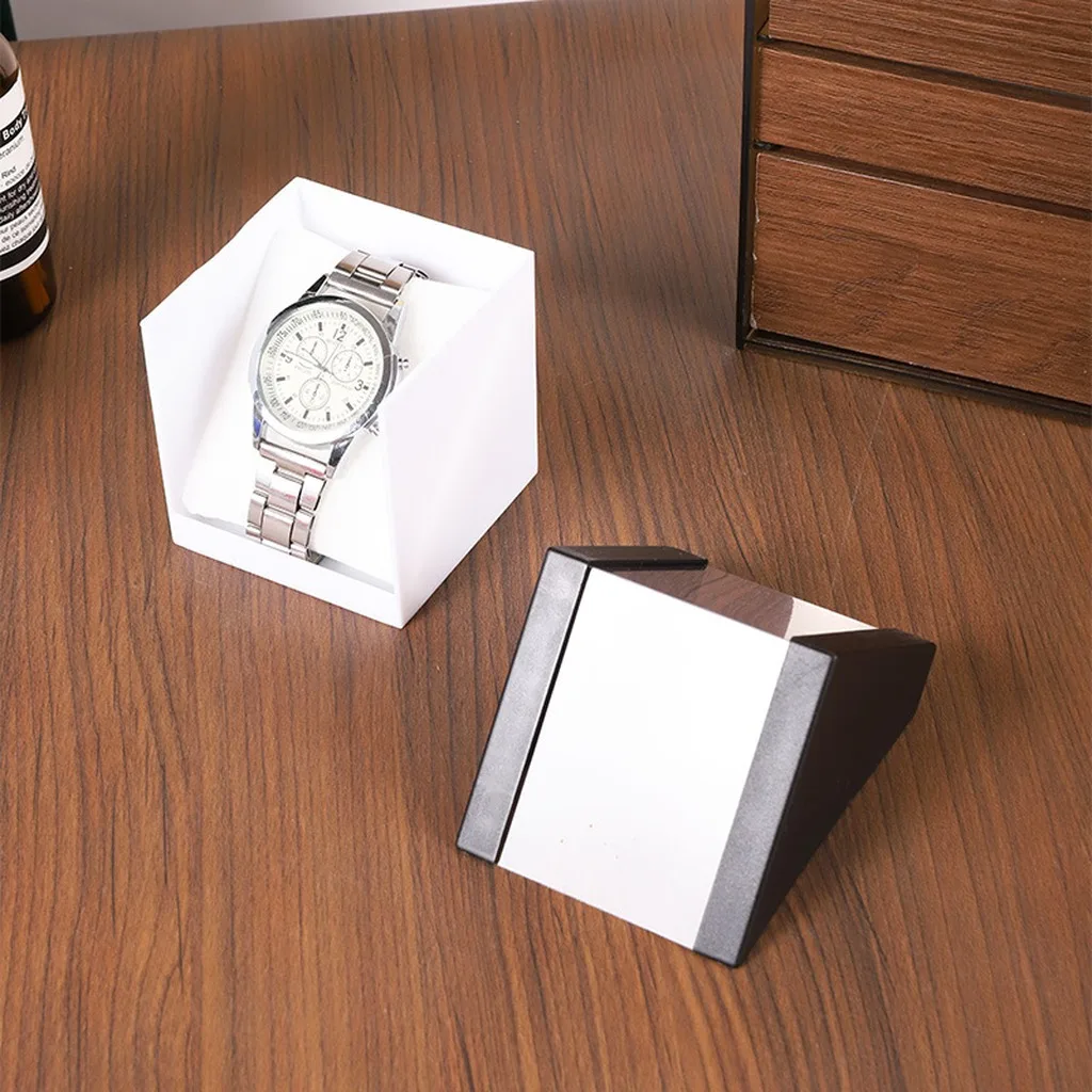 Transparent Window Display Case Transparent Triangular Watch Box Watch Storage Box Stylish Wooden Watch Box For In-Store Display