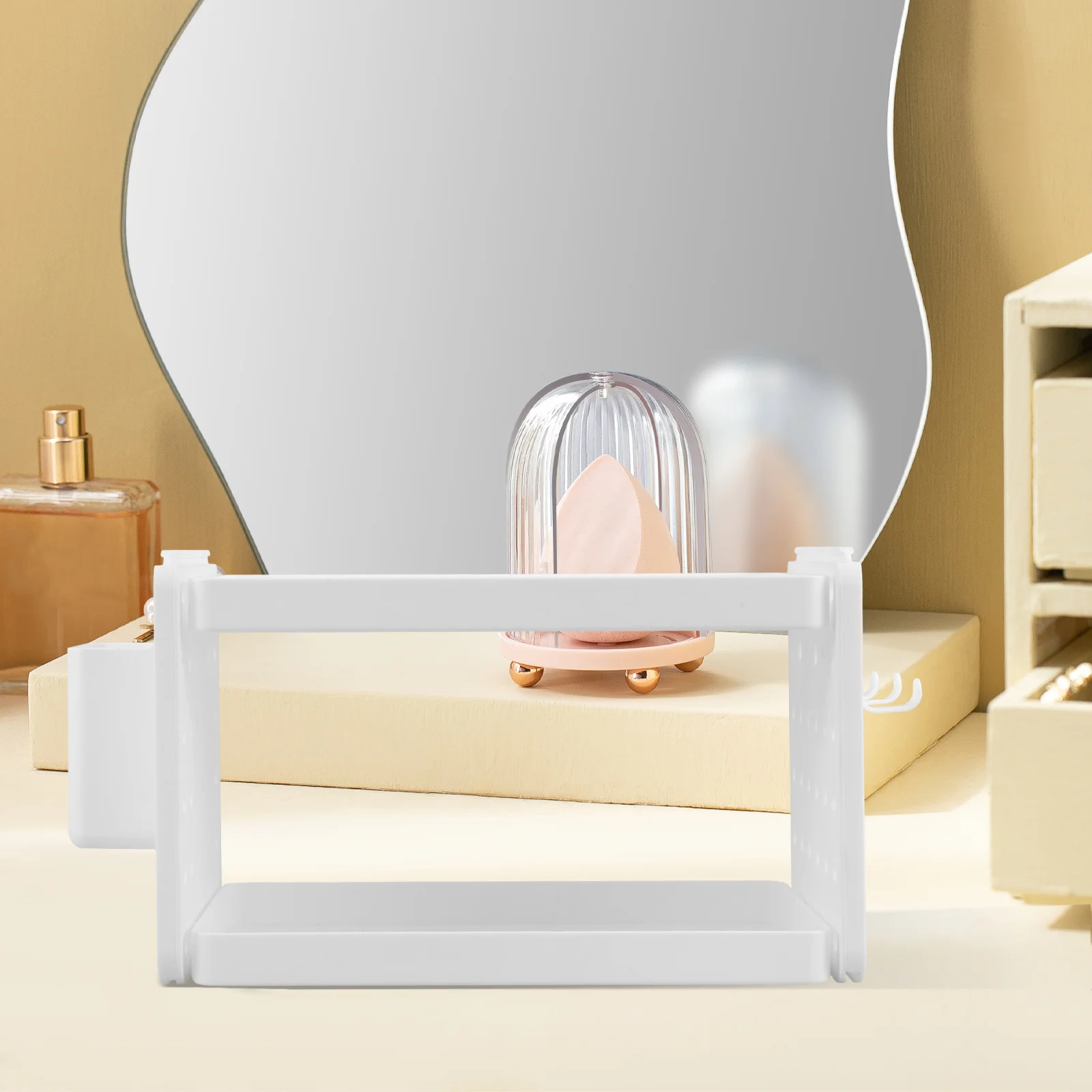 

1 set 1 Set Double-Layer Countertop Storage Rack Foldable Bathroom Organizer 2 Tier Shelf For Toiletry Cosmetics Desktop Holder