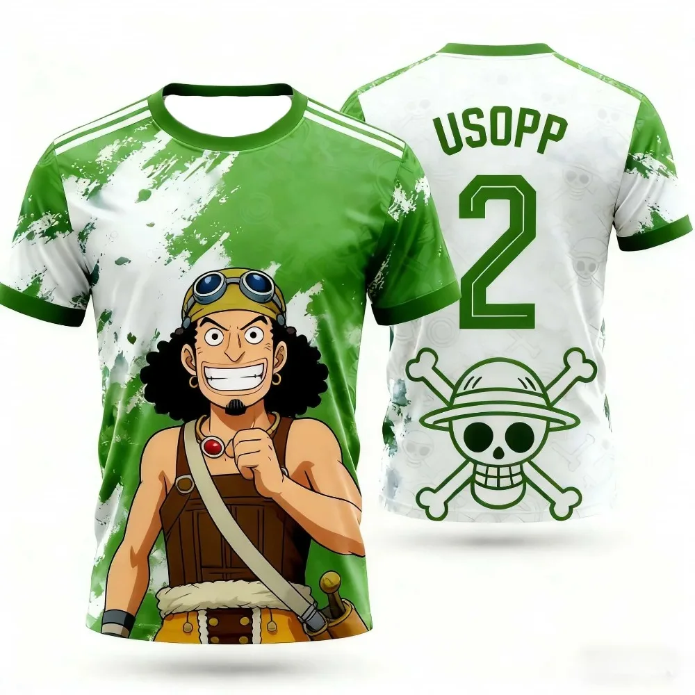 

Summer Japan One Piece Luffy Men Short-sleeved T-shirt Neck Round Sports Casual 3D Print Breathable Loose Kids Top Shirt