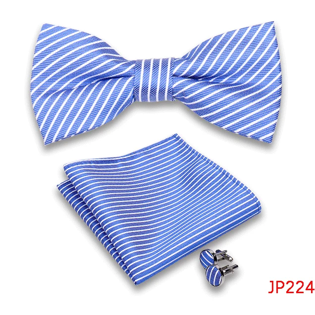 Klassische Herren Fliege Taschentuch Manschettenknöpfe Set Jacquard Fliege für Mann Hochzeit Business Schmetterling Knoten Geschenk Mann Zubehör – Detail 26