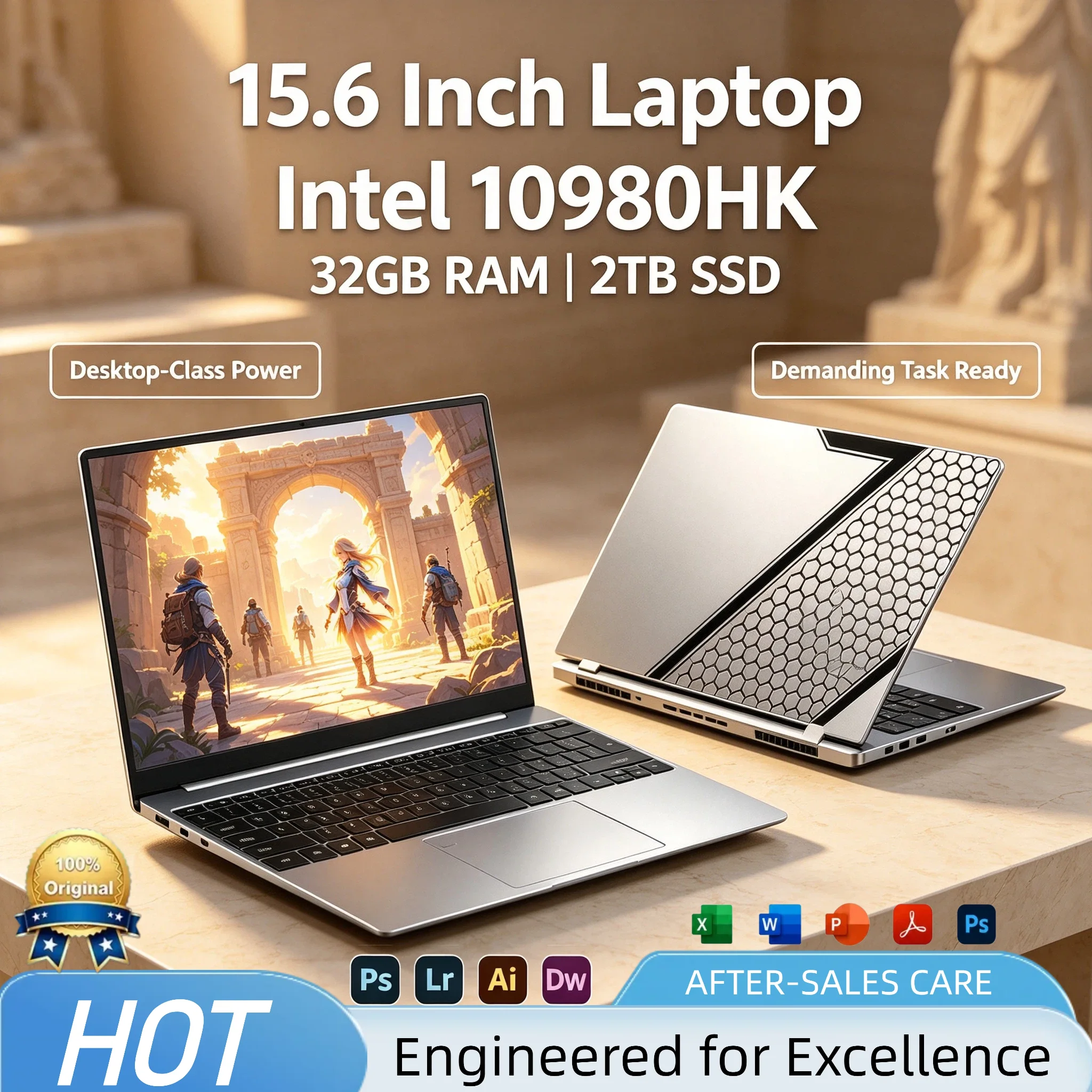 Intel Core i9-10980HK 15.6 Inch Laptop 8C16T 4.8GHz 24MB Cache UHD 630 16GB 2TB SSD Fingerprint Backlit Ultra Slim Keyboard Pro