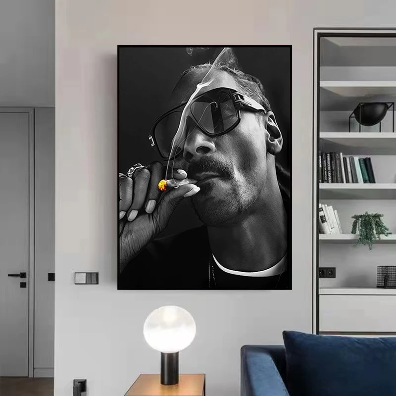 Rapper Snoop Dogg Photo Canvas Posters Black and White Canvas Print Art Mural for Modern Home Boy Bedroom Decoration Gifts