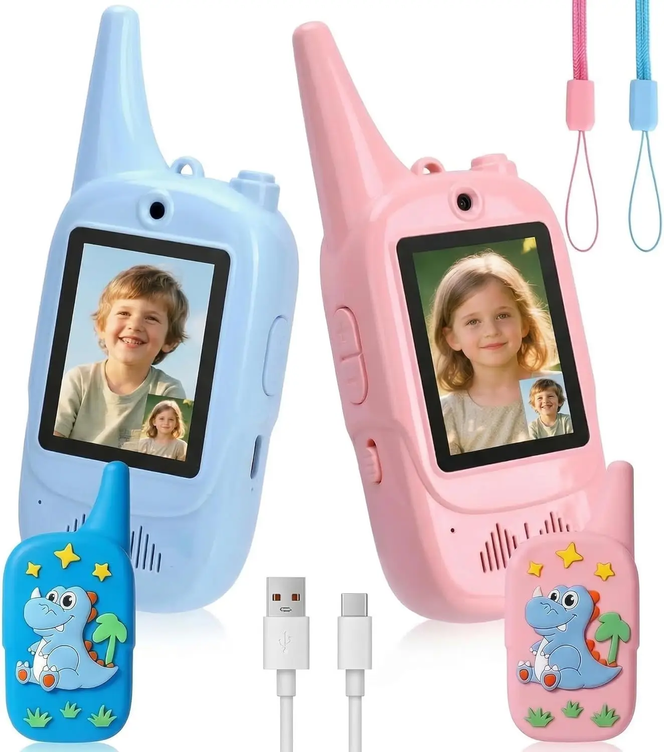 

Rechargeable Long-Range Walkie Talkies with Dinosaur Case, Outdoor Adventure Toys for Kids, Christmas Birthday Gifts