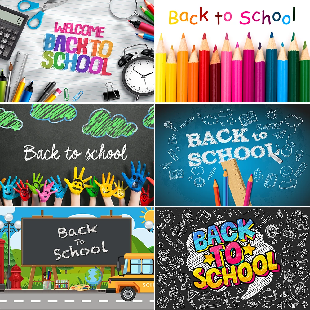 Bonvvie Photography Background Back To School Black Blackboard Pencil Child Portrait Backdrop for Photo Studio Shoot Photozone