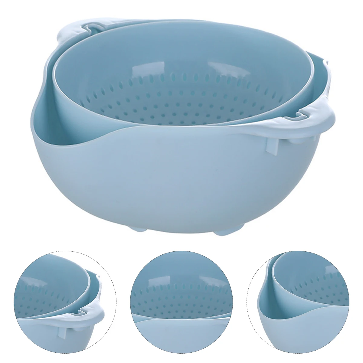 

1Pcs Double Layer Drain Basket Wheat Straw Kitchen Vegetable Basin Fruit Washing Bowl Plastic Colander Multifunctional