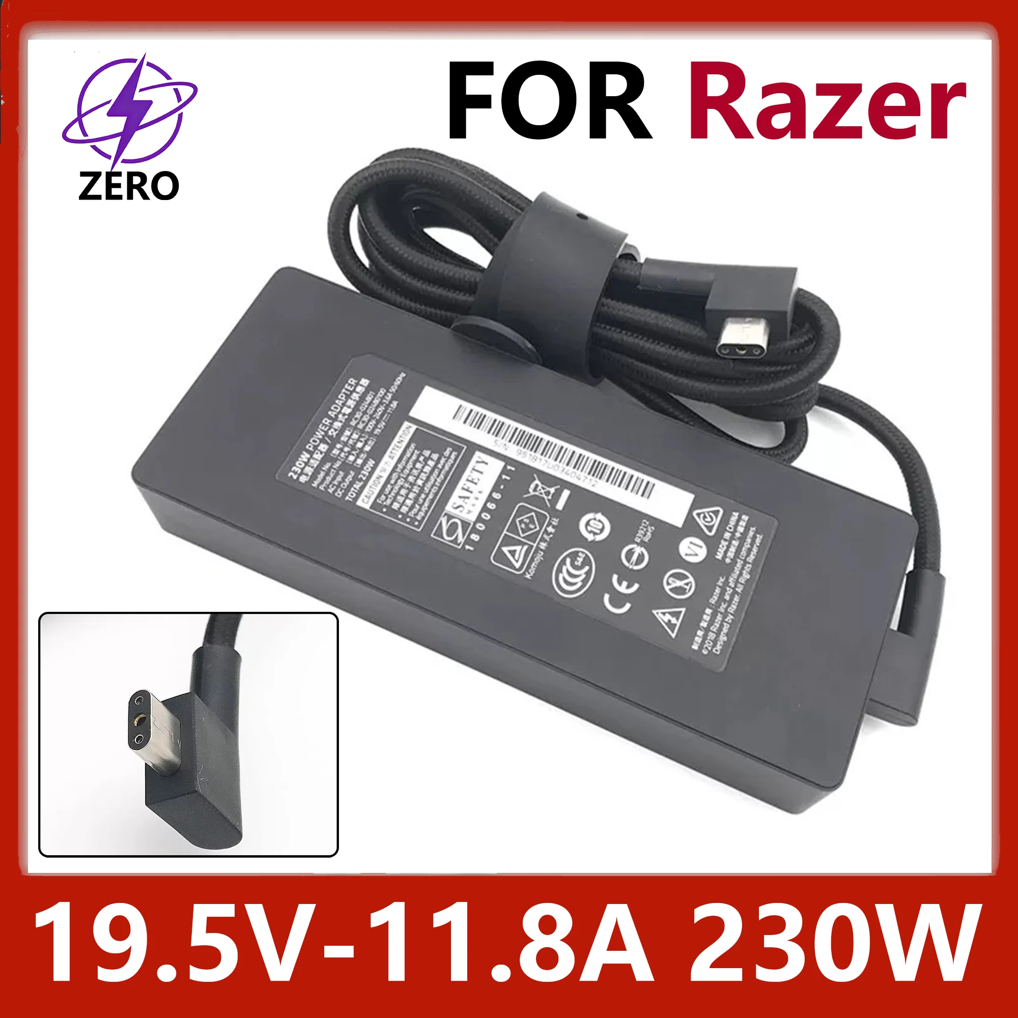 

Original 230W 19.5V 11.8A USB Laptop Charger Power Adapter for Razer Blade 14 15 17 RTX3060 RTX3080 RTX2070 RC30-024801