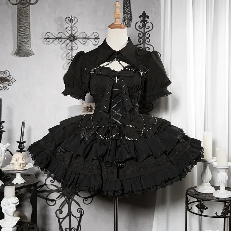 

Women Vintage Y2k Bandage Princess Dress Victorian Gothic Lolita Jsk Dress Japanese Girls Aesthetic Punk Style Mini Party Dress