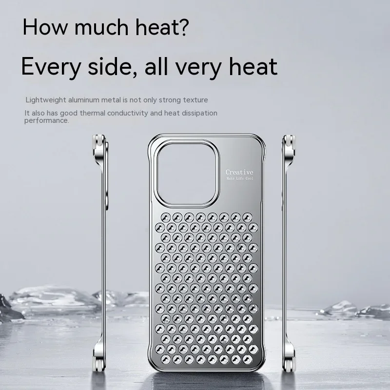For iphone 14 15 Pro Max Case Metal Aluminum Alloy Ultra thin Heat dissipation Four corner anti fall airbag Protective Cover