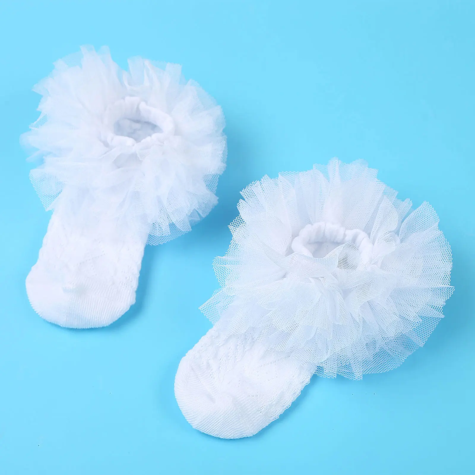 Kids Baby Girls Elegant Princess Socks Layered Mesh Frilly Ruffle Socks for Ballet Dance Tutu Birthday Wedding Party Dress Daily