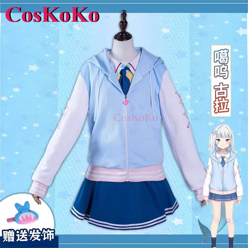 CosKoKo Gawr Gura Cosplay Anime VTuber Hololive Costume Sweet Lovely School Uniform Halloween Party Role Play Clothing XS-XXL