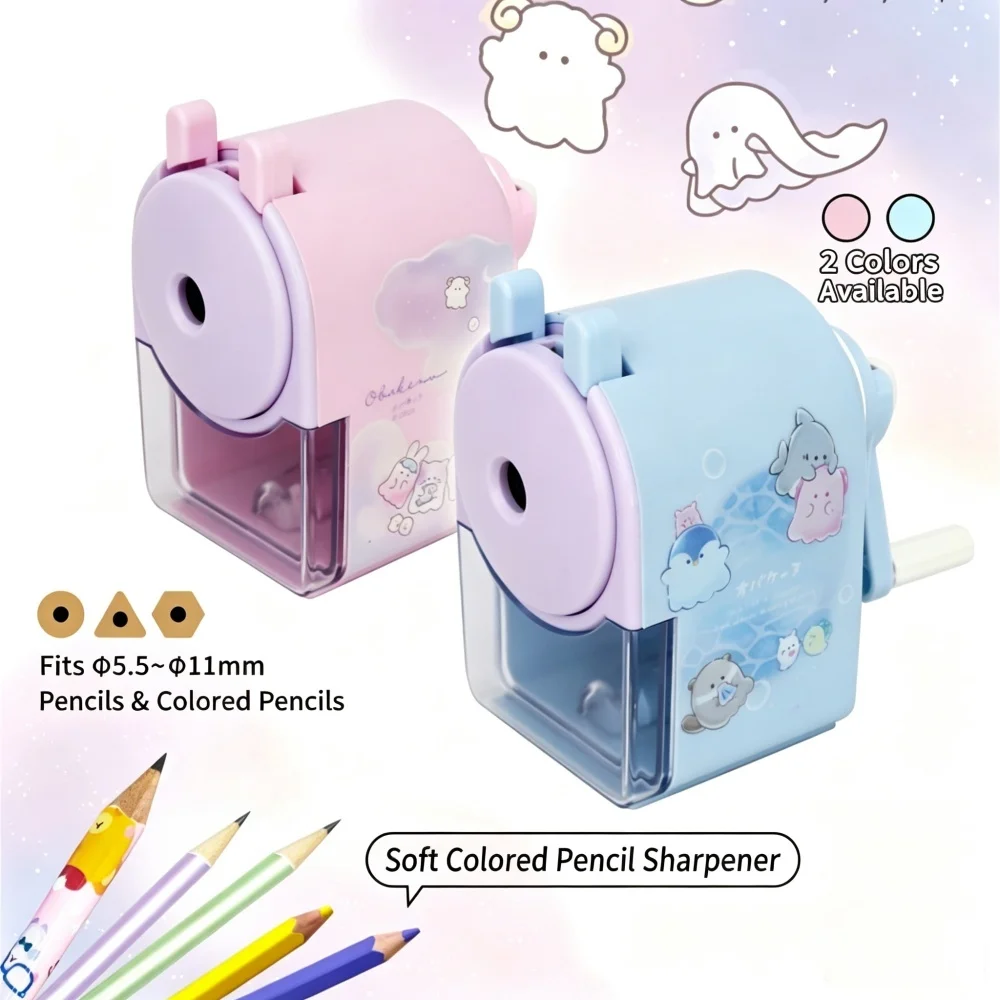 Cartoon Manual Pencil Sharpener Durable Stationery Multifunctional Hand Cranked Pencil Sharpeners Students Office Supplies
