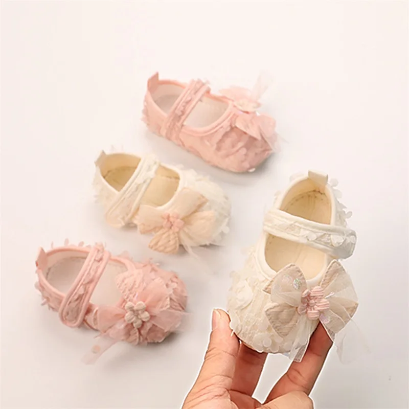 New Baby Girl Bow Flats Shoes Infant Petal Walker Crib Shoes For Party Festival Baby Shower 3-12 Months Hot Sale