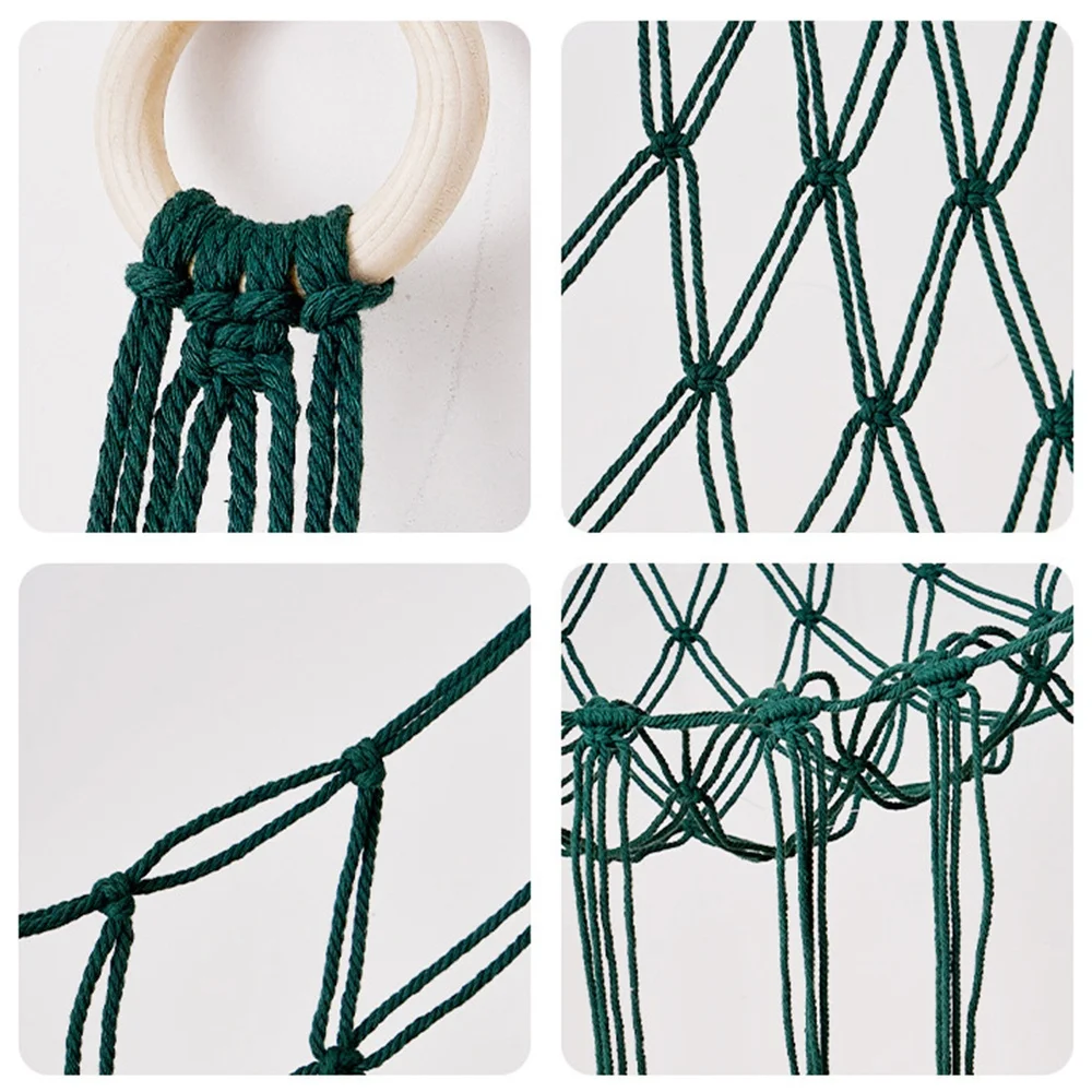 Boho Wand-Spielzeugaufbewahrungsnetz mit Quaste, handgefertigtes Baumwollseilnetz, gewebter Organizer für Kinderzimmer, Schlafzimmer, Wanddekoration, einfach zu hängen – Detail 3