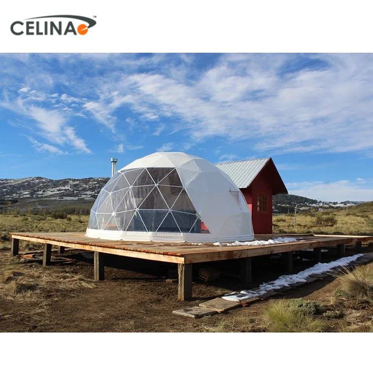 Resort impermeable Igloo Glamping cúpula geodésica casa tienda de tela de PVC de doble revestimiento tienda de cúpula insonorizada