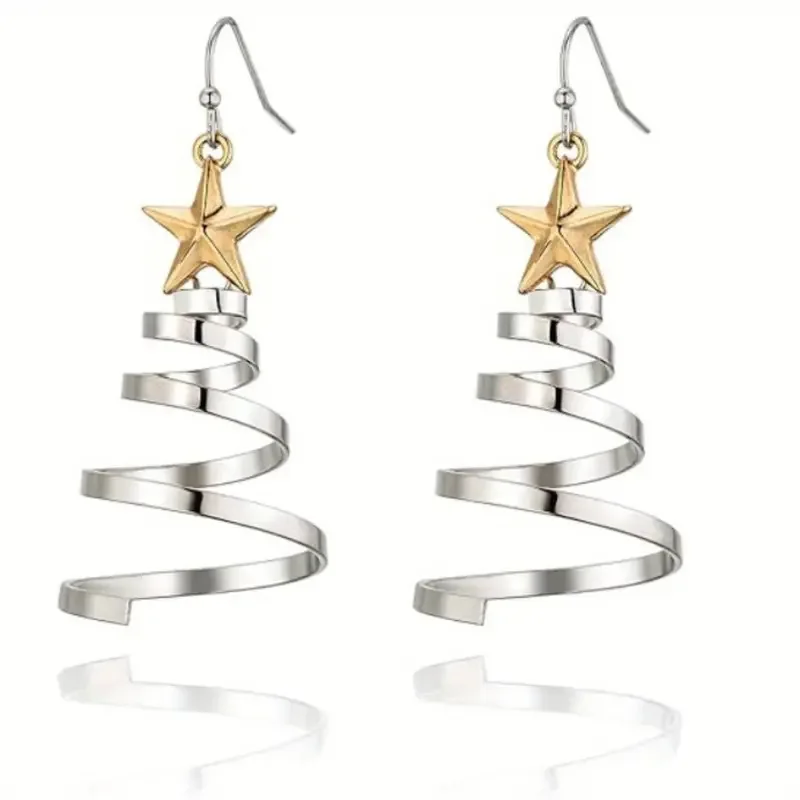 New Rotating Christmas Tree Earrings, 2024 Fashionable Simple and High End Jewelry Gift Ear Studs