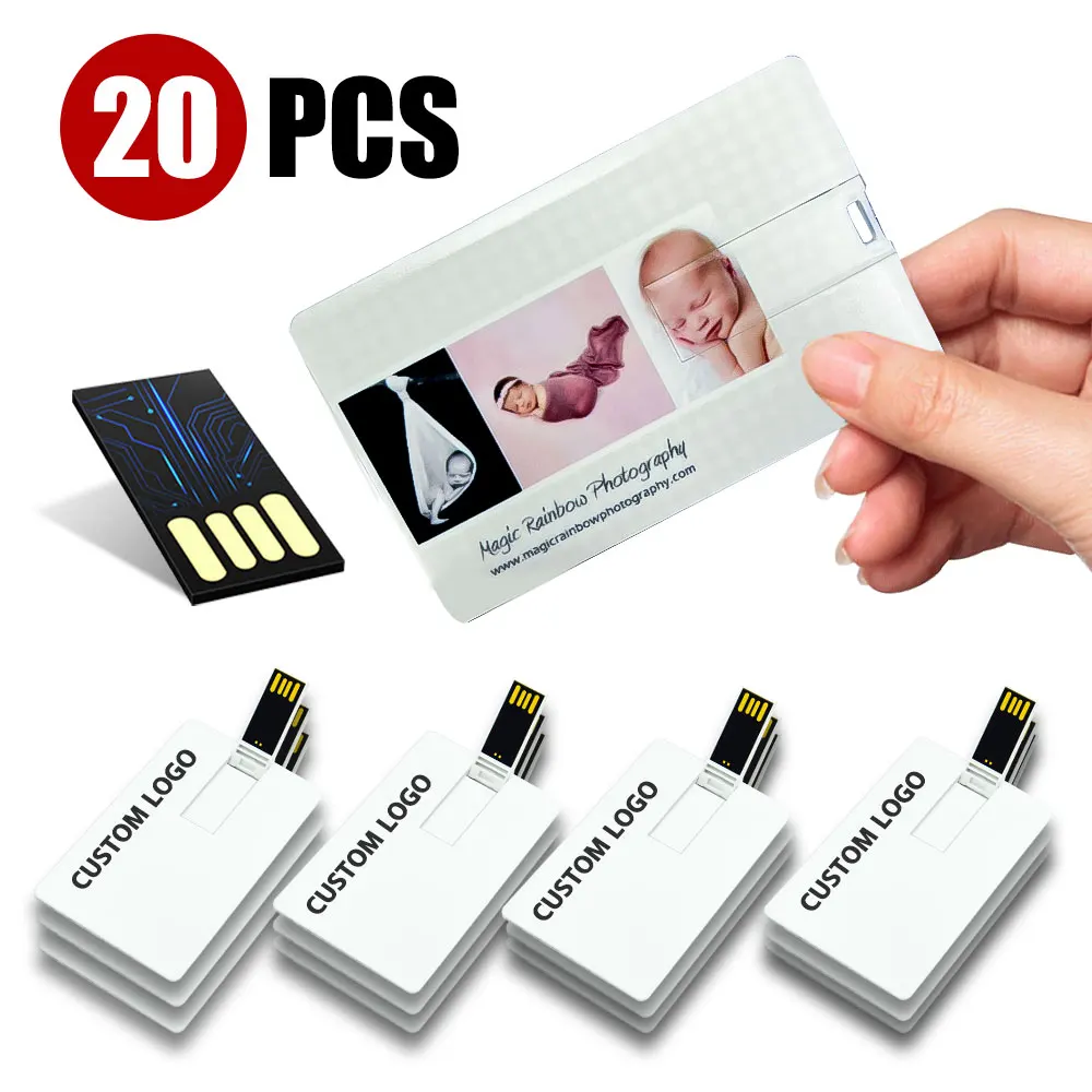 

20 PCS/LOT Free logo 100% capacity 4GB 8GB 16GB 32Gb credit card USB Flash Drive customized logo top quality Creative Pendrive u