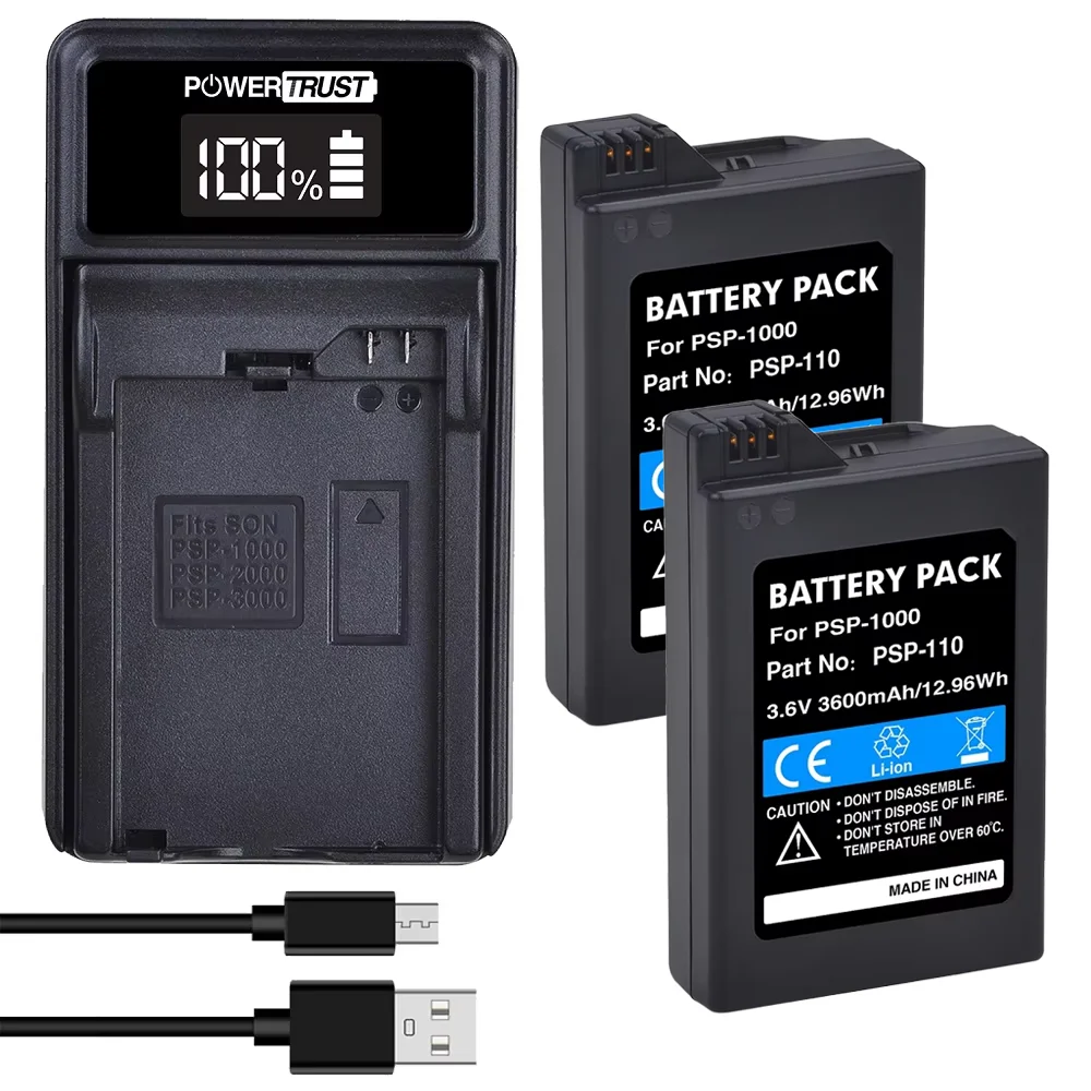 Batería de alta capacidad de 3,6 V para Sony PSP 1000(1001/1002/1003/1004/1005/1006/1007/1008/1010) PSP-110/PSP Fat Console Videojuegos