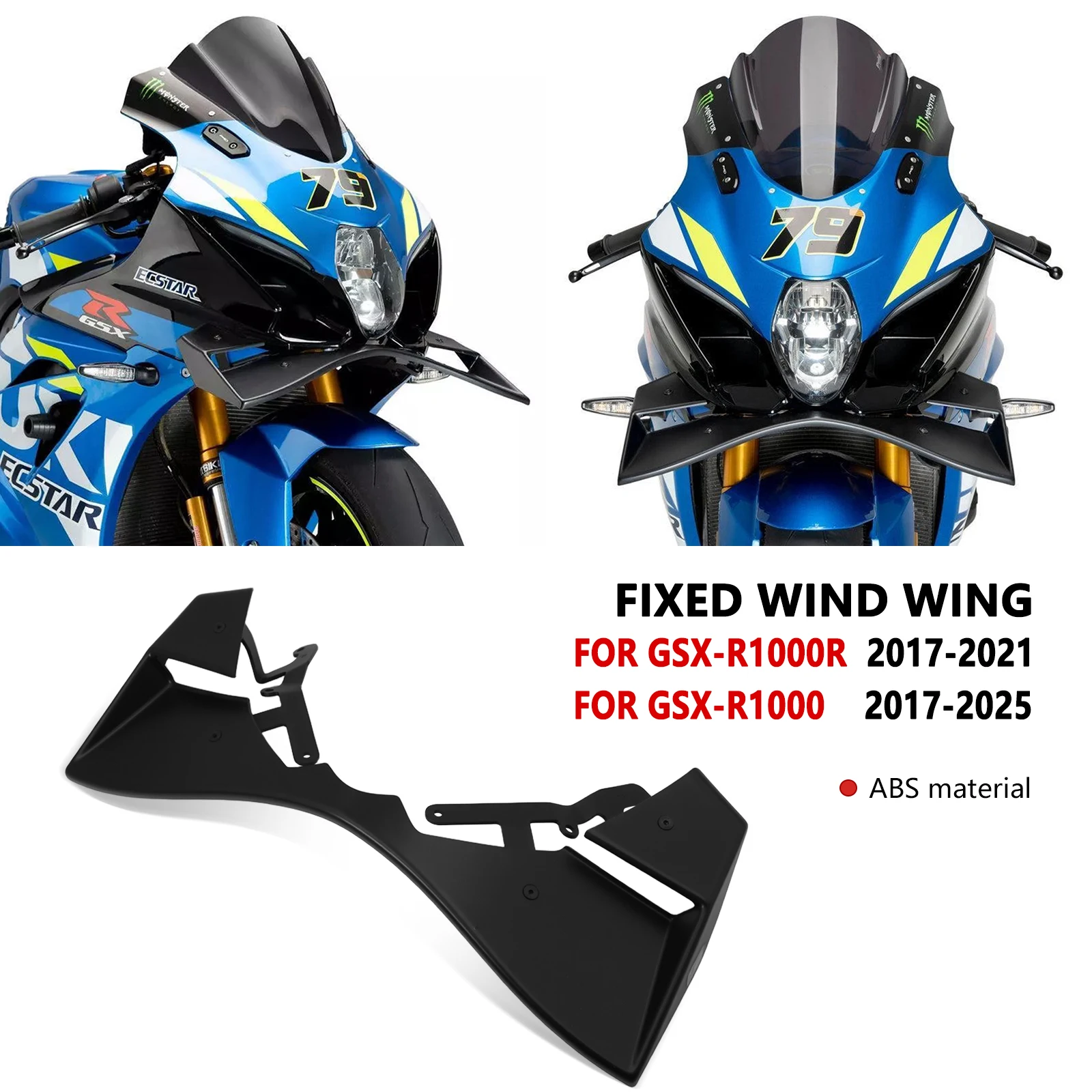 

Motorcycle fixed wing cover For GSX-R1000 2017-2025 GSX R1000R 2017-2021 aerodynamic frame new wing air guide spoiler aileron