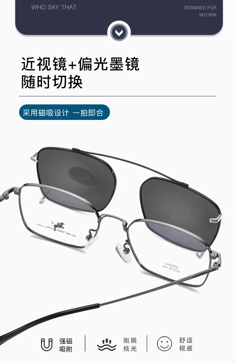 BCLEAR Vintage Legierung Clip-Auf Sonnenbrille Mode Optische Rahmen Männer Frauen Spektakel Polarisierte Clip Sonnenbrille UV Schutz – Detail 2