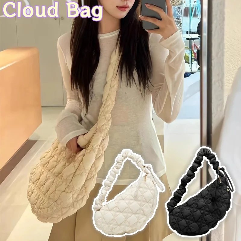 Korean Niche Cloud Bag Shoulder Crossbody Bag Bubble Pleated Feather Bag Large Capacity Underarm Bag Dumpling Bag Lightweight