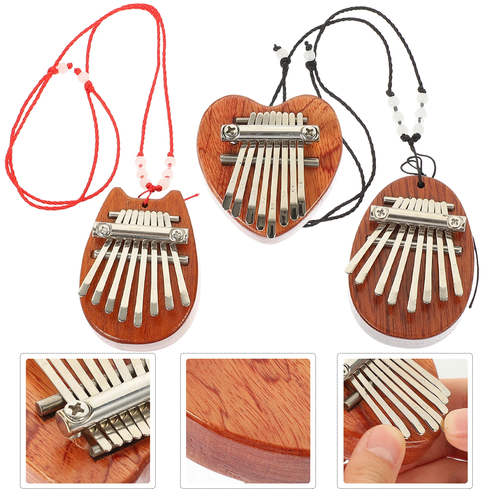 

3pcs Wooden Mini Kalimba 8-Note Thumb Piano Portable Lightweight Compact Finger Instrument Durable Premium Material