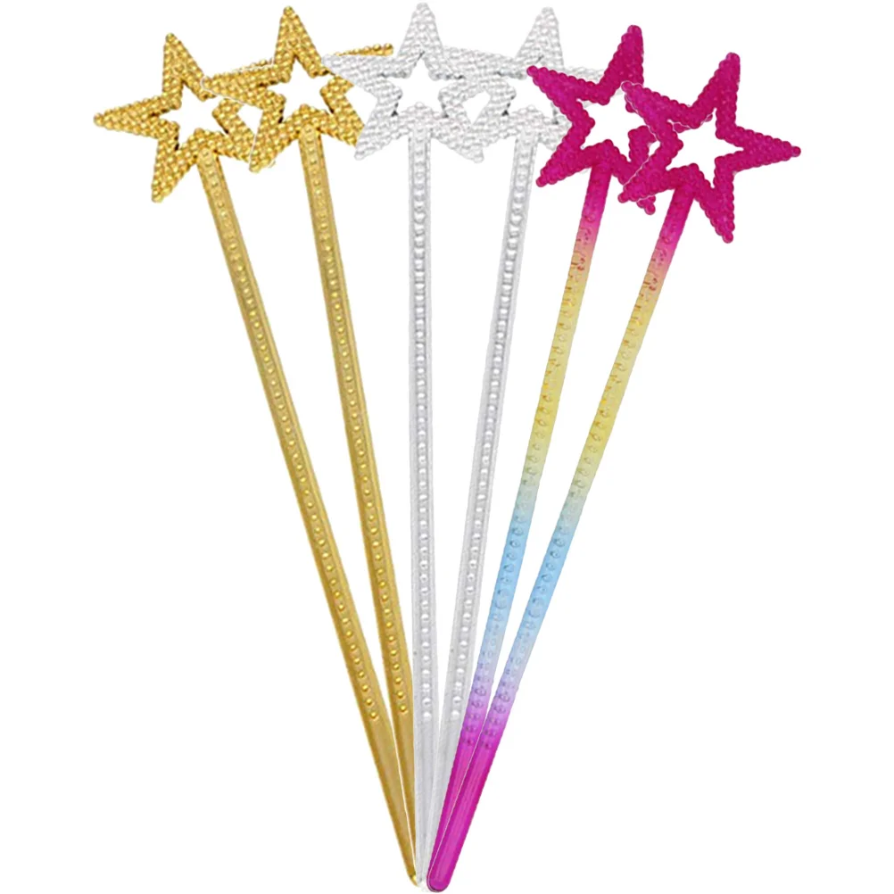

6Pcs Fairy Wand Star Wands Stage Performance Prop Cosplay Accessories for Birthday Halloween Party Dress Up Game Prize