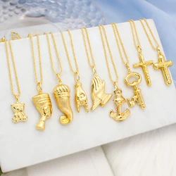 Necklace Pendants Small Size Cross Hand Bear Chili Anchor Gold Plated Hip Hop Men Women Jewelry For Daily Wear Party Gifts