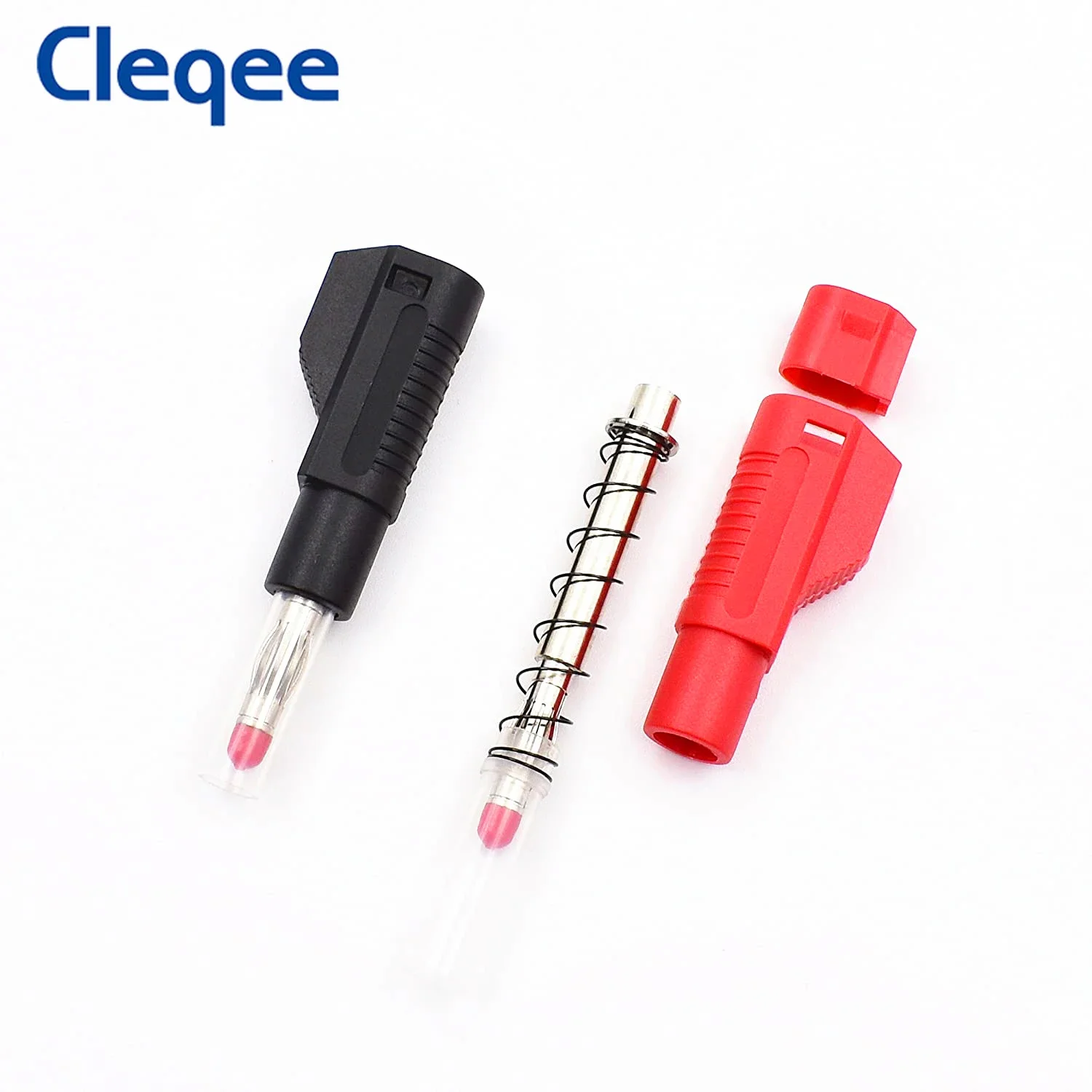 Cleqee P10043 4mm Safety Banana Plug 32A  Retractable Welding Type Built-in Strong Spring DIY Connector for Multimeter