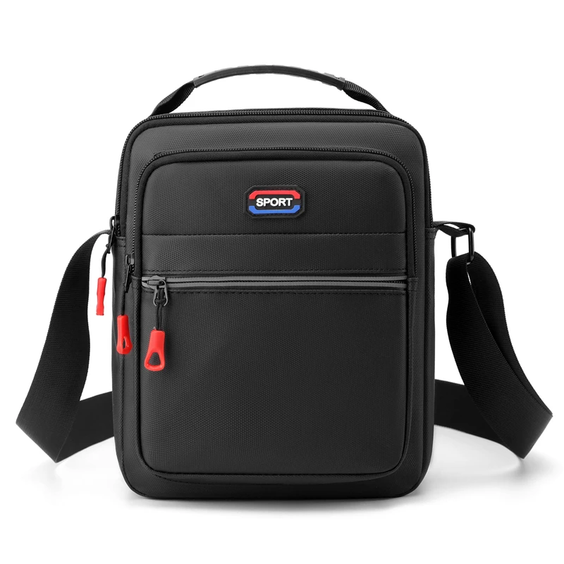 

Solid color waterproof shoulder bag men's Oxford cloth crossbody bag large capacity cell phone change of the storage bags