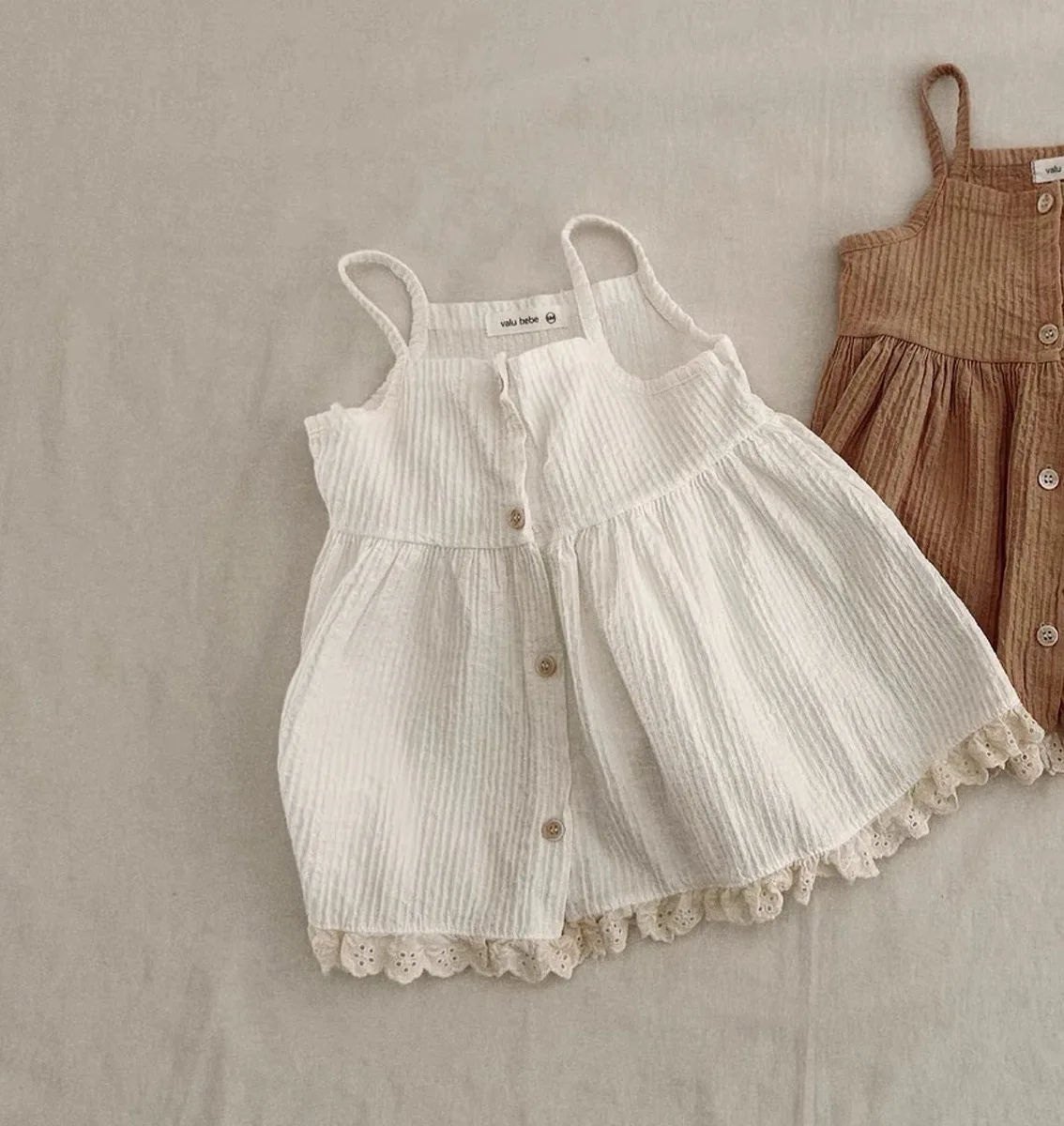 WOOFOO Children's Suspender Dress 2026 Summer New Korean Girls' Lace Patchwork Dress Sweet Clothes