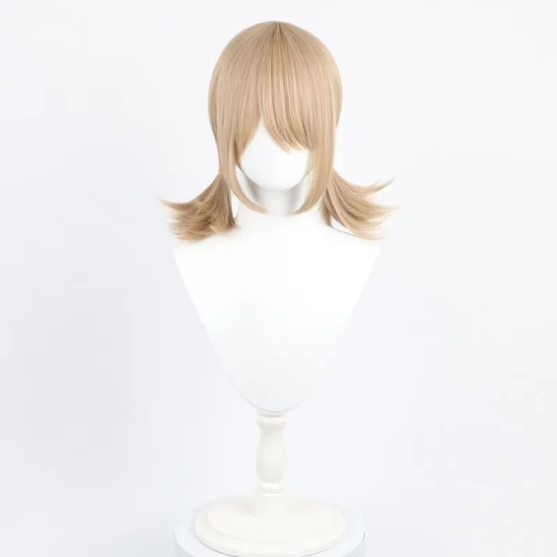 Uma peça de peruca bege de comprimento médio enrolada reversa, personagem cosplay Identity V Emma Woods