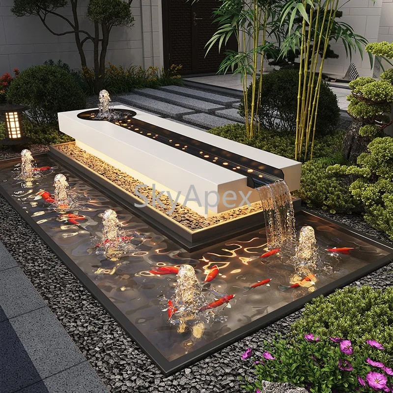 بركة أسماك للحديقة من الفولاذ المقاوم للصدأ - زخرفة نافورة مياه متينة للشرفة والخارجية والفناء