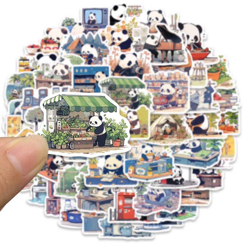 10/50Pcs Cartoon Cute Panda Varied Stickers Pack for Kids Travel Luggage Scrapbooking Laptop Notebook Decoration Graffiti Decals