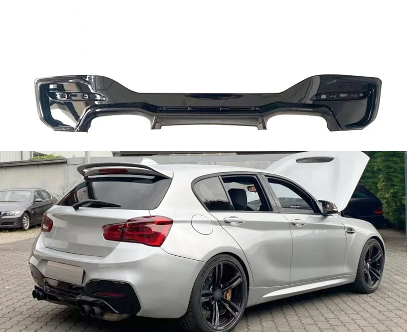 New style Hot Sale Factory Glossy Black Carbon Look Rear Diffuser for BMW 1 Series F20 Conversion M2C Style Rear Lip Car Bumper
