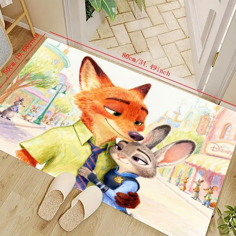 

1 шт. Disney Zootopia Nick & Judy Коврик для пары с изображением лисы и кролика, милый мультяшный коврик для гостиной, спальни, детей Pl