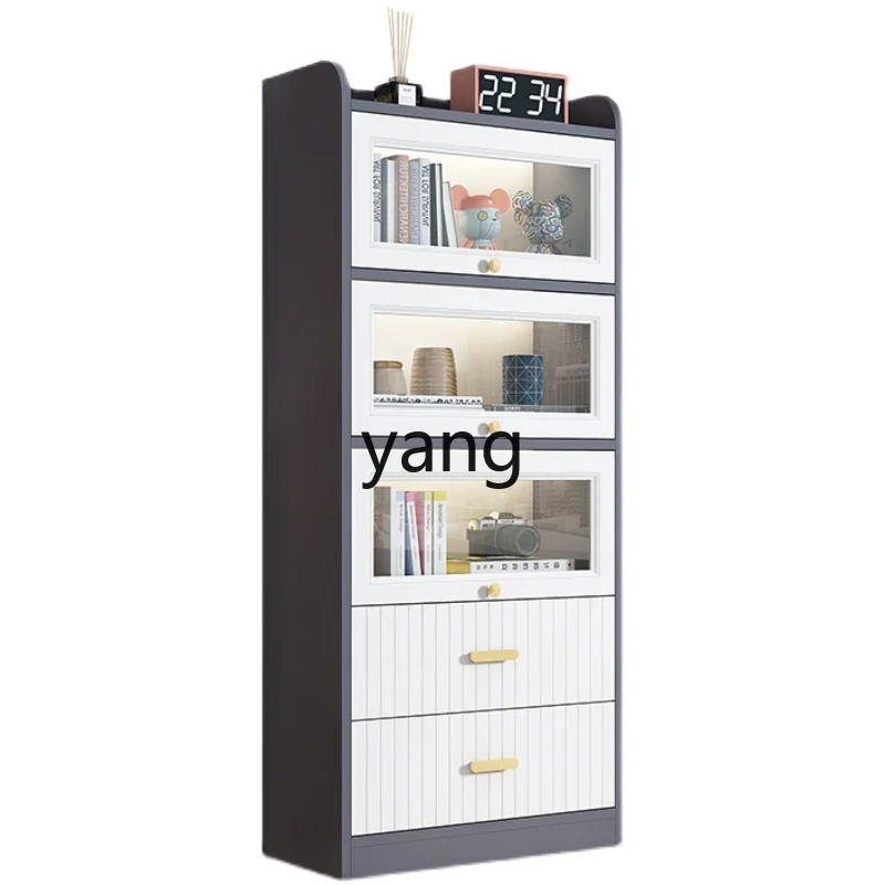 

YJQQ bay window locker balcony storage cabinet window sill glass door bedroom light luxury small bookshelf