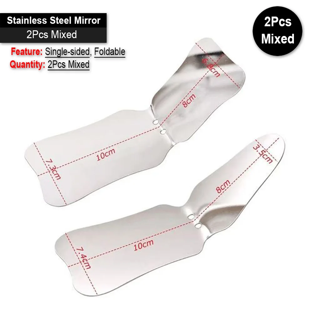 2 Sizes Stainless Steel Orthodontic Photography Mirror， Single-side Bend Foldable Imaging Reflector Best Tools s